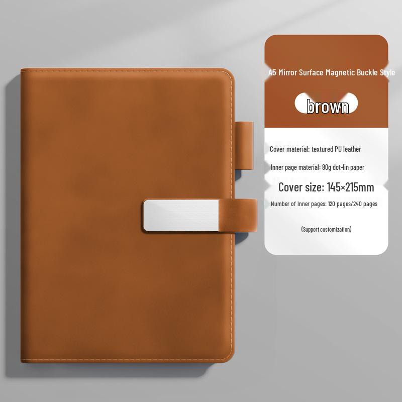A5 Custom Logo Business Notebook | Soft Leather, Thickened, Buckle Diary with Gift Box