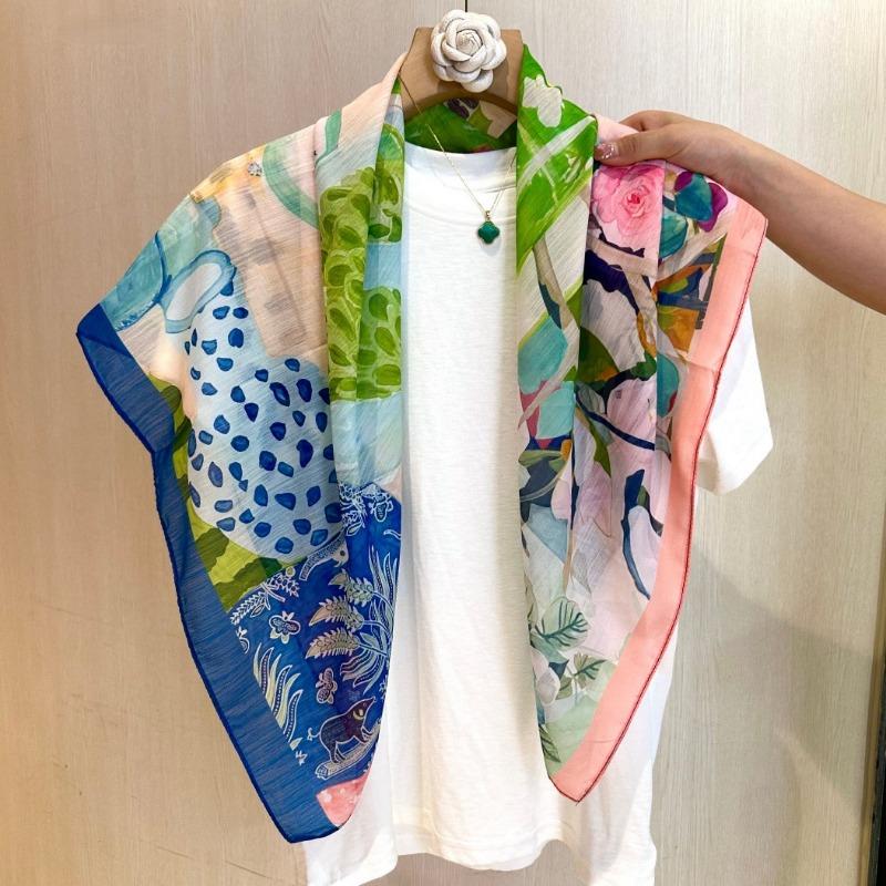 New Chinese Style 90cm Square Scarf Women S Versatile Doli Yarn Scarf For Head And Shoulder