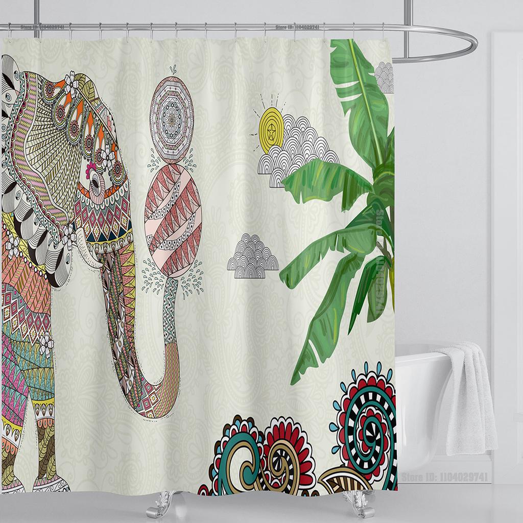 Plants Graphic Shower Curtain Waterproof Shower Curtain Polyester Fabric 3D Printing Bathroom Curtains Bathroom Decor With Hooks