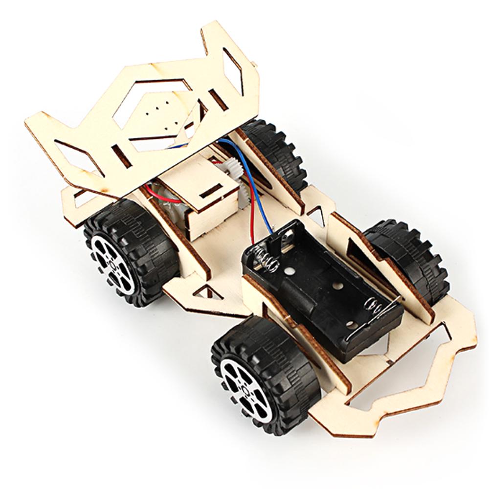 Wood Racing Car DIY Kit Kids Toy DIY Kit DIY Model Building Kits Electric Wooden Racing Car for Children Science and Technology