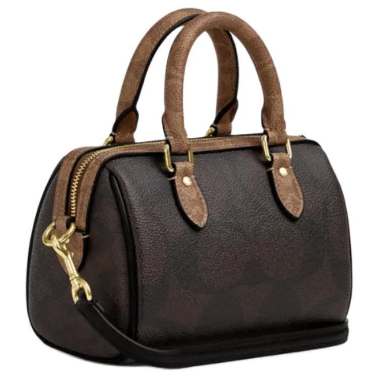 Coach Rowan Signature Coated Canvas Shoulder Bag, Crossbody Bag, Handbag Small Women's Tan CAB16-IMXI8