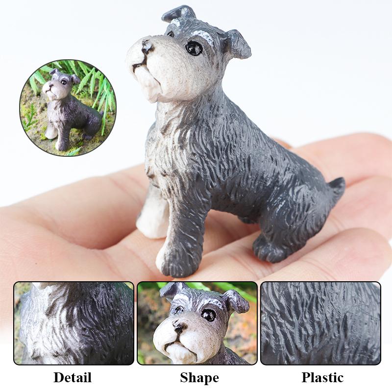 Oenux 16pcs Mini Dog Animals Model Action Figure Schnauzer Chow Chow Puppy Figurines Devon Rex Cat Cake Toppers Toy Kid Gift