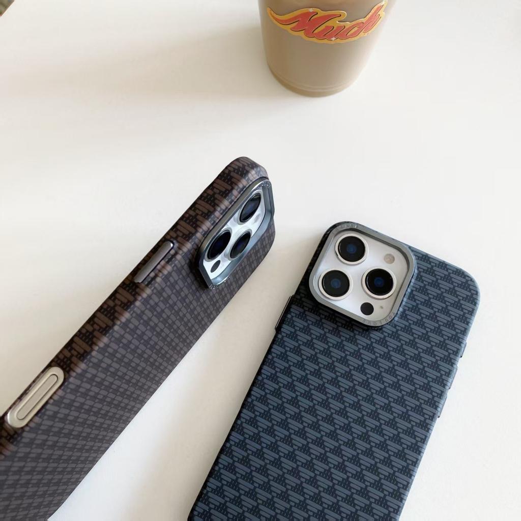 Applicable To Apple 16 ProMax Source Pattern Mobile Phone Case PC Carbon Fiber IPhone 15 Metal Lens Anti Fall Protection Case
