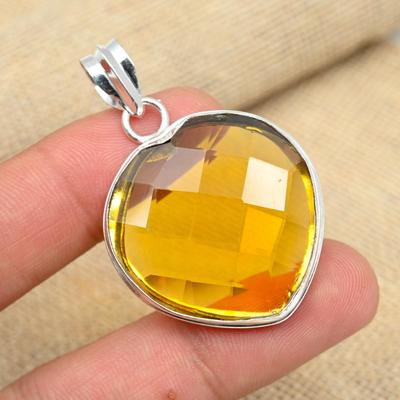 Wonderful Honey Topaz Gemstone 925 Sterling Silver Handmade Jewelry Pendant