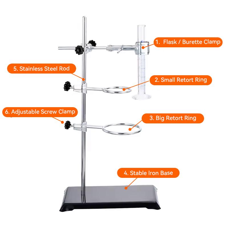 WESTTUNE Laboratory Stand Support Set Steel Lab Stand Set with Cast Iron Base Light Support Stand with Flask Clamp Burette Clamp