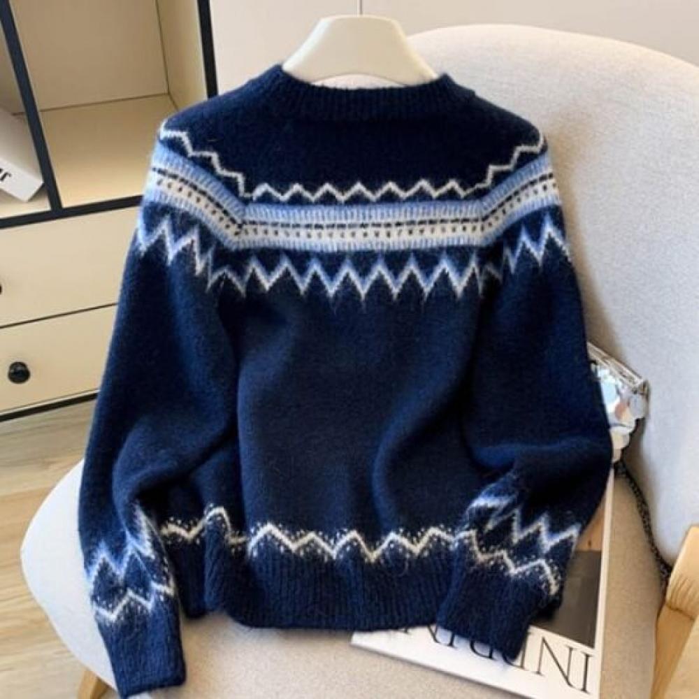 Navava Women Retro Pattern Warm Long Sleeve Knit Cardigan Nk3248