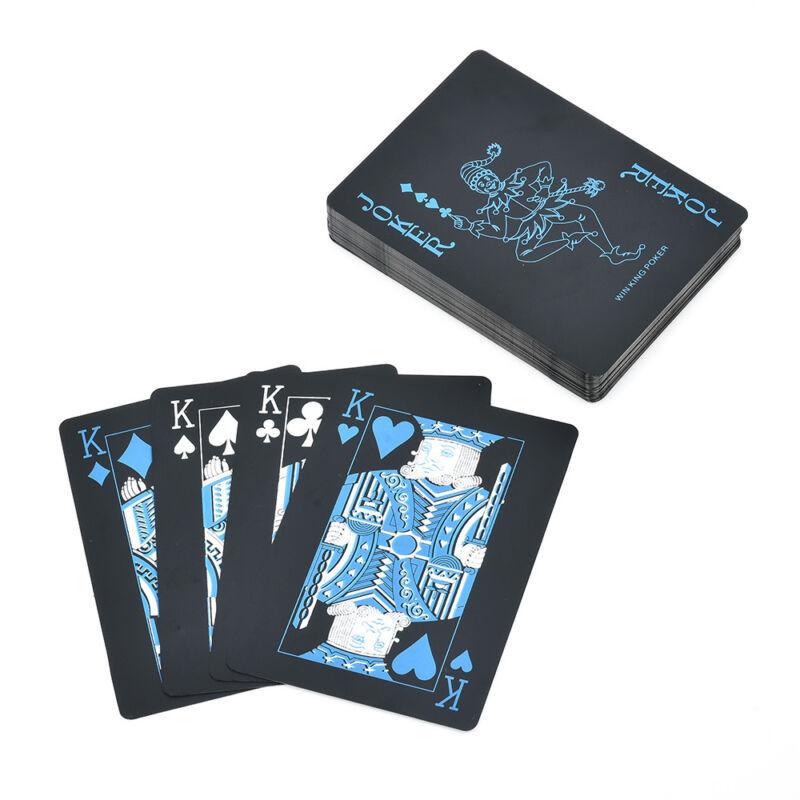 Premium Quality Black Plastic Poker Playing Cards Waterproof Magic Game Set