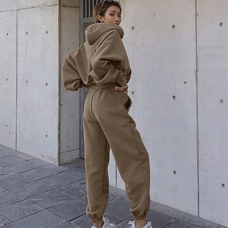 European Station Autumn and Winter New Hooded Drawstring Pants Pullover