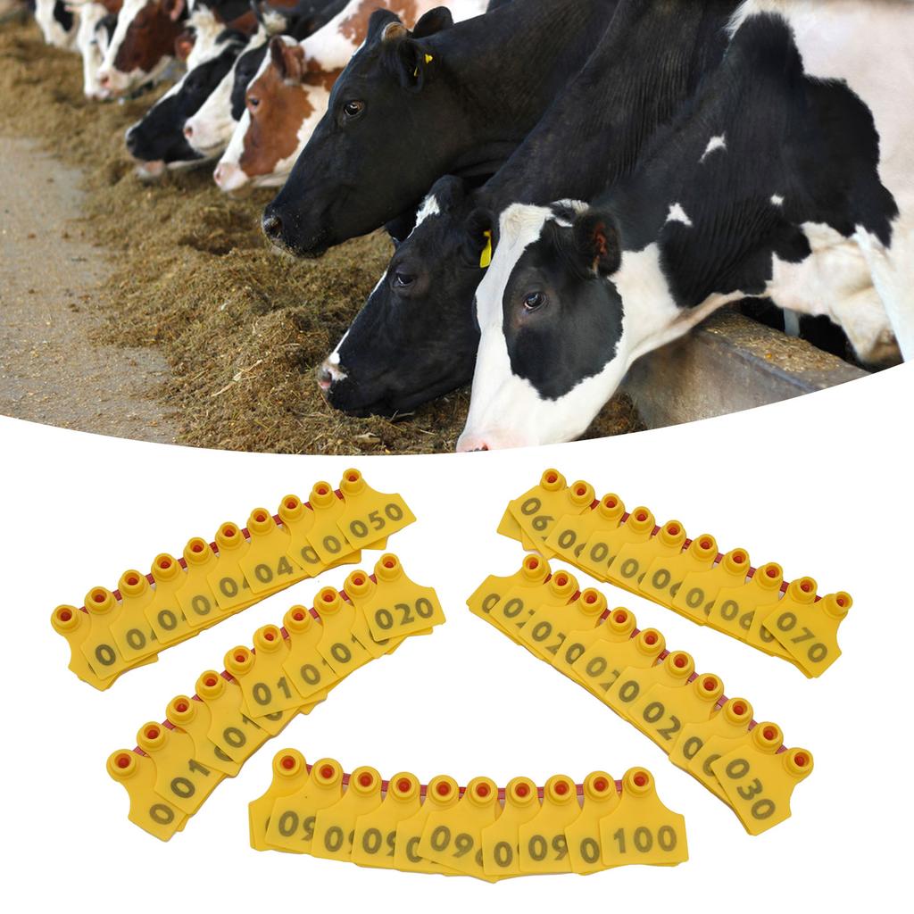 100Pcs TPU Cow Ear with Number 001‑100 Ear Label Farm Livestock Accessory