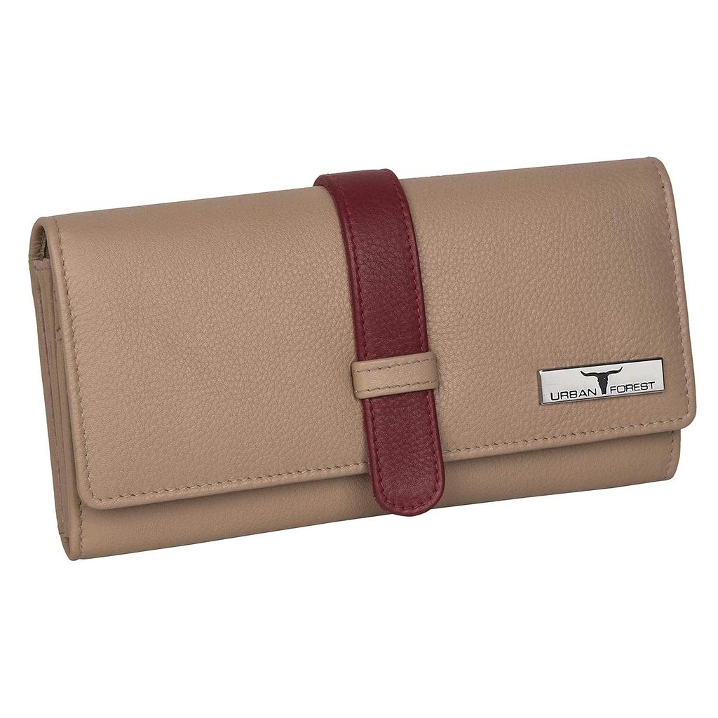 Danny Beige/Red Leather Wallet for Women