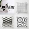 Premium Polyester Peach Skin Geometric Cushion Cover In Black White Gray For Elegant Touch