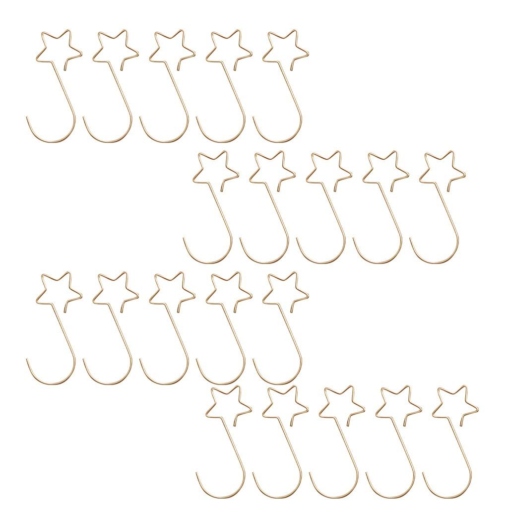 Mehrzweck-Metall-Sternform-Haken Weihnachtsbaumhalter Dekoration Gold 20PCS