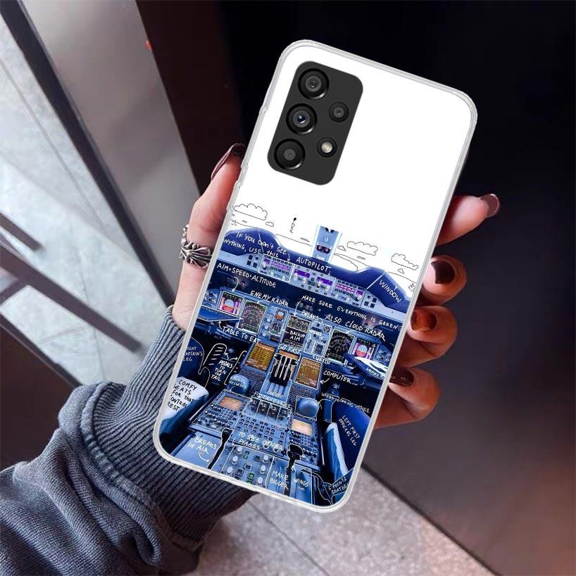 Aviation Aeroplane Pilot Cockpit Phone Case For Samsung Galaxy A12 A52S A42 A32 A22 A51 A50 Note 20 Ultra 10 S10 Plus A71 A70 A3