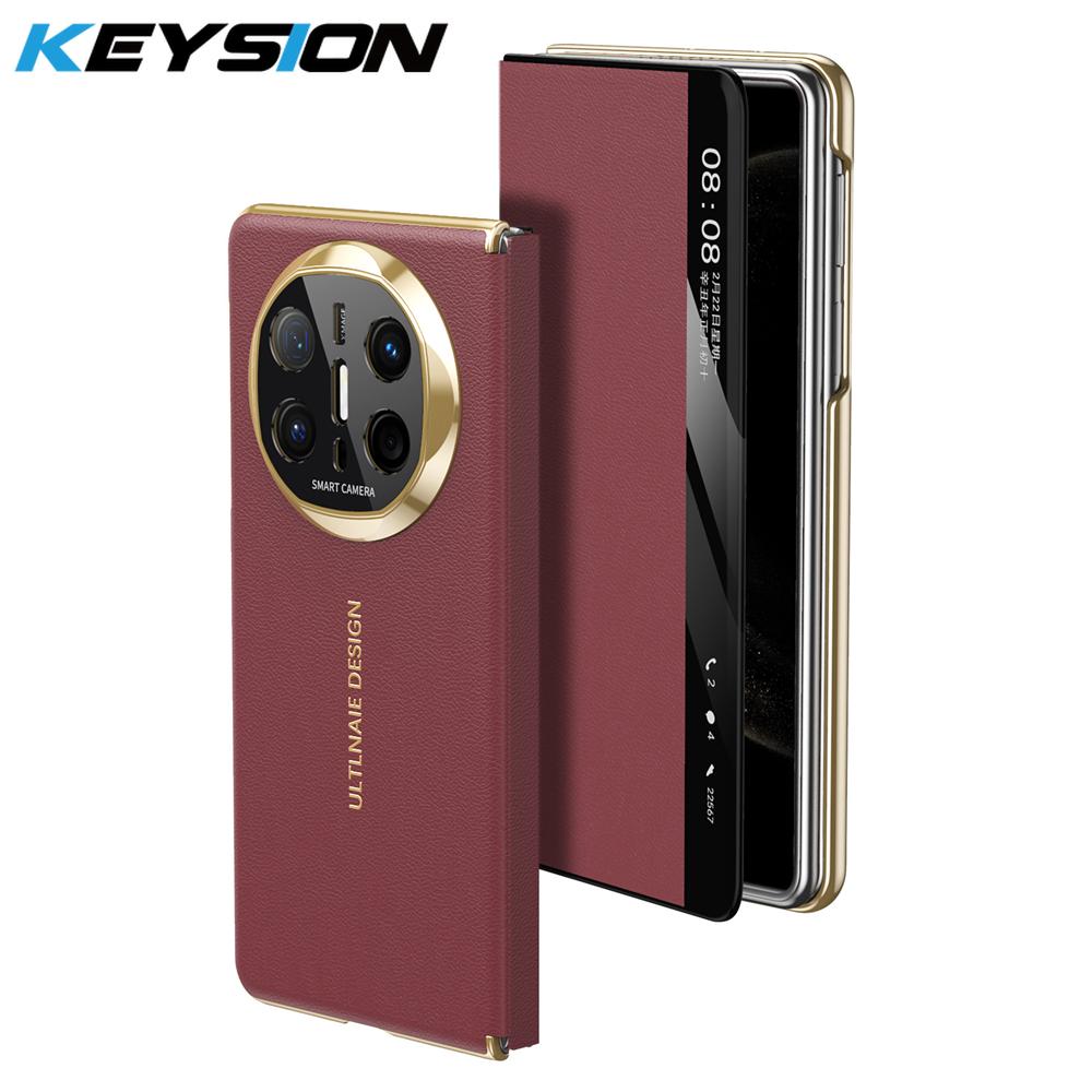 

KEYSION Роскошный чехол из искусственной кожи с покрытием для Huawei Mate X6, защита камеры, магнитная беспроводная зарядка, складной чехол для телефона for Huawei Mate X6 красный