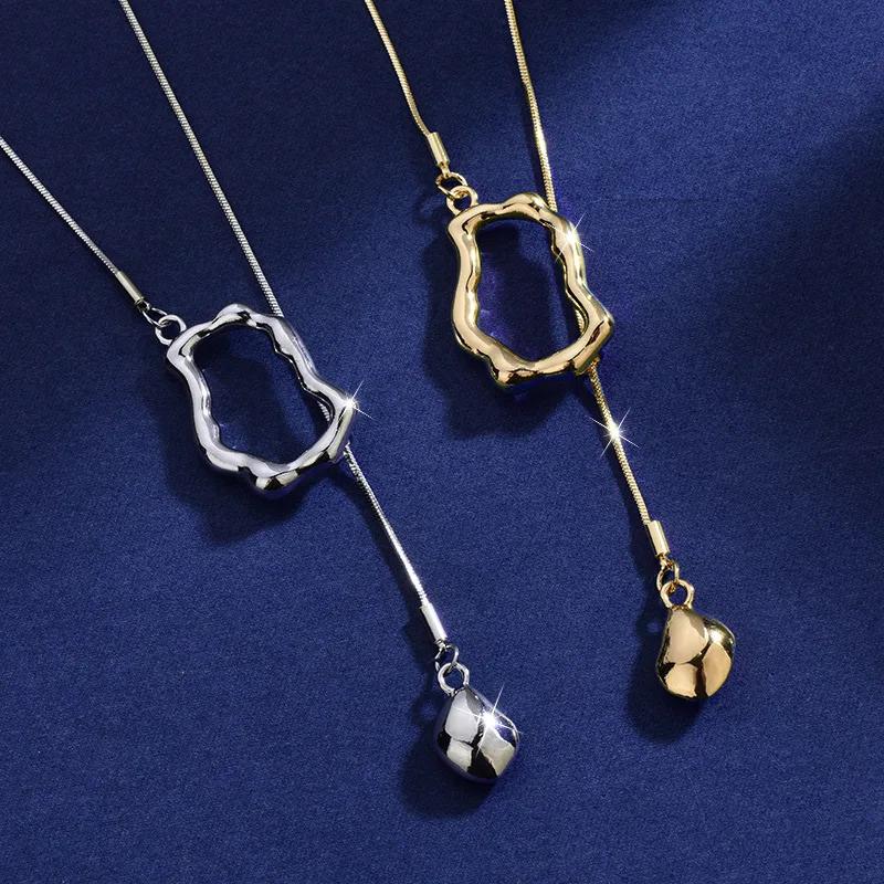 Statement Irregular Geometry Long Necklaces Pendants for Women Personality New Neo Gothic Sweater Chain Accessories