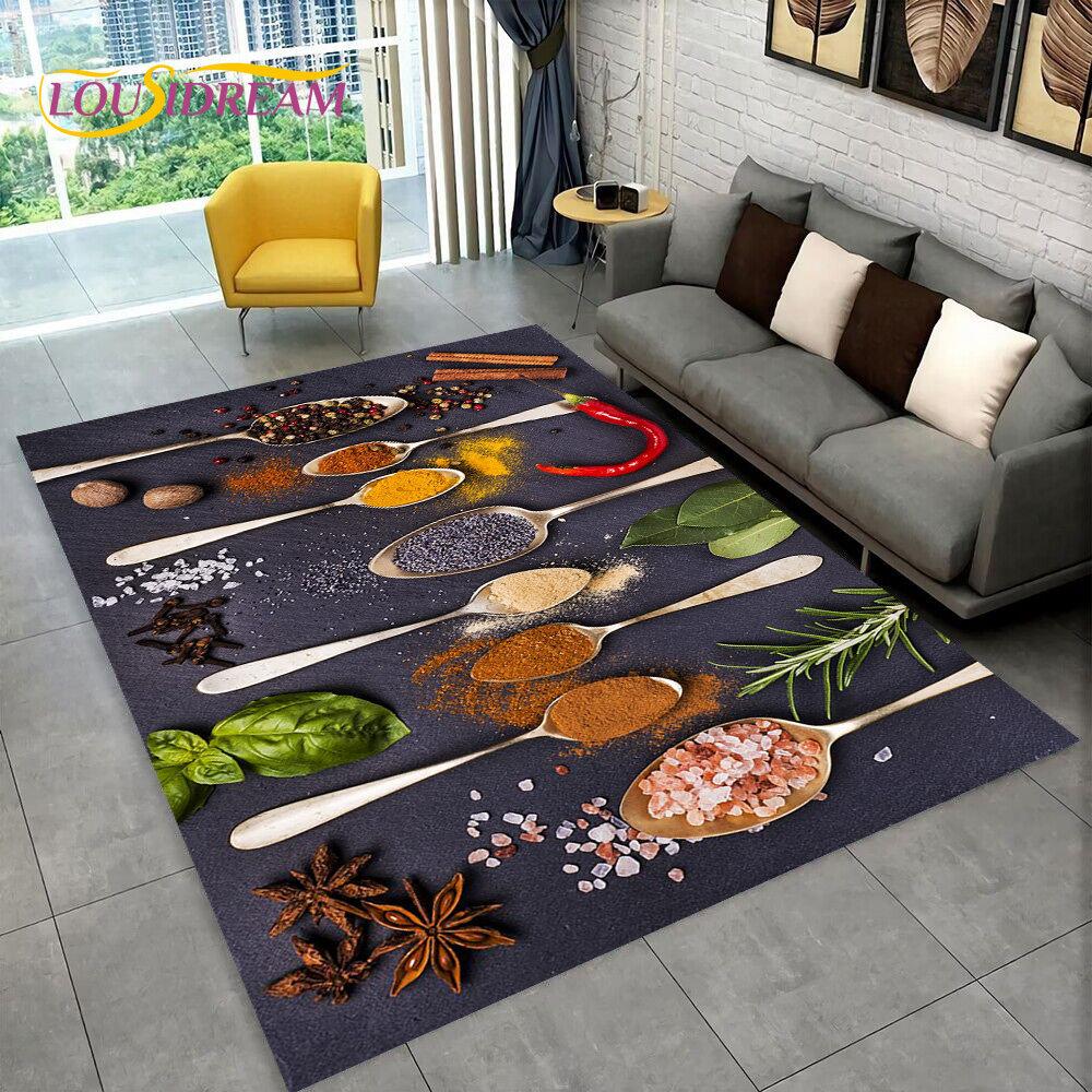 Овощные зерна, специи, фруктовые приправы, кухонный коврик, ковер для гостиной, диван, украшение коврика, коврик, нескользящий напольный коврик 40x60cm
