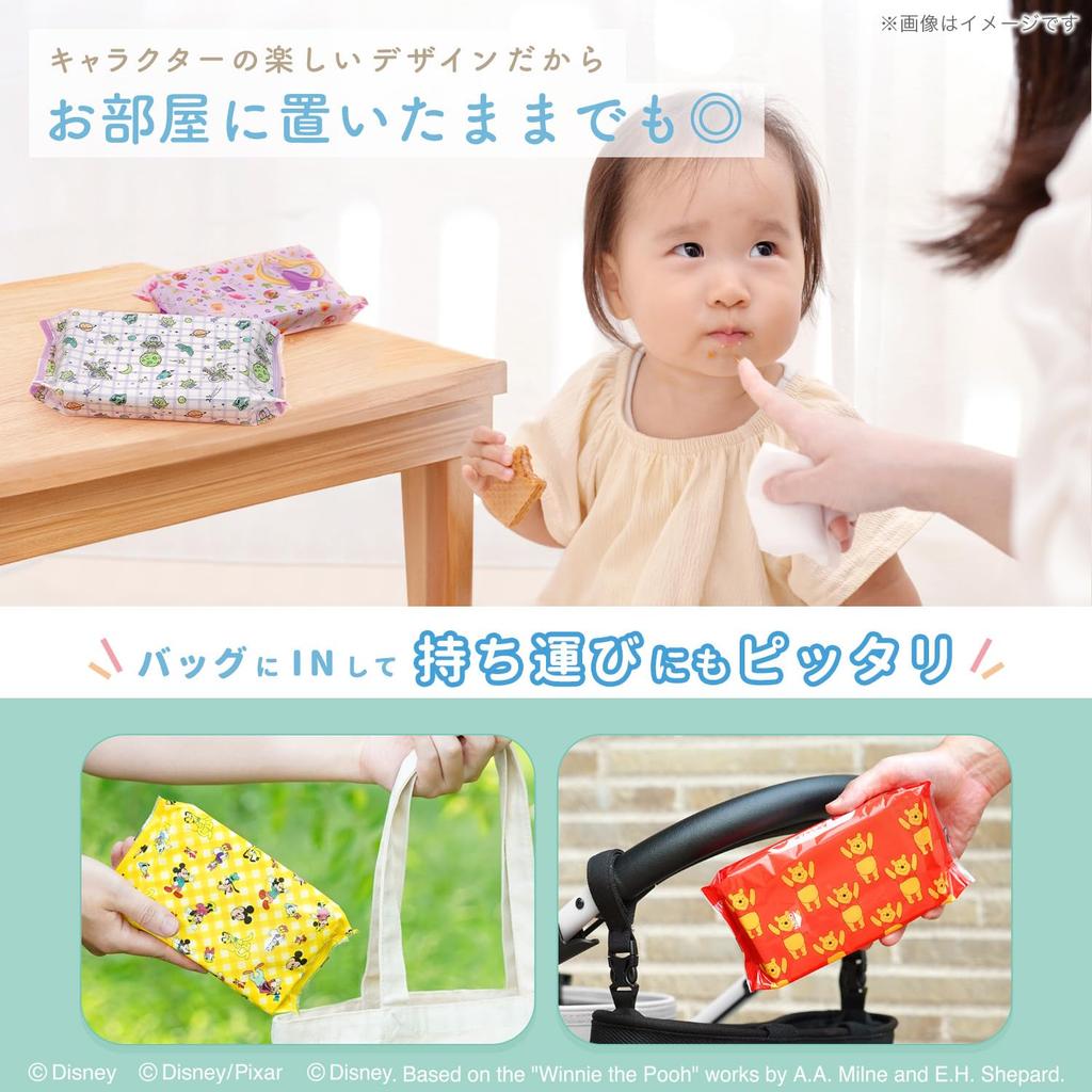 LEC Disney Pure Water Hand 60 sheets x 20 packs 1200 sheets Contains moisturizing ingredients leaf Made in Japan 99% Wipes, (Mickey & Friends) / /