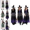 Halloween Witch Costume For Women With Polyester Fabric Long Dress For Stage Performance
