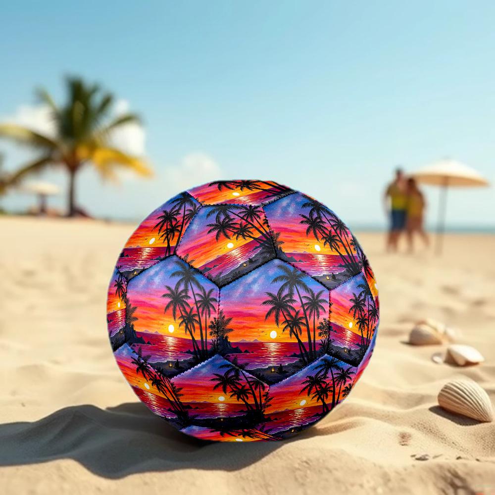 1 Stück Strand Sonnenuntergang Szene Langlebig Größe 5 Fußball Professioneller Spiel-Trainingsfußball Indoor & Outdoor Sportball p60197