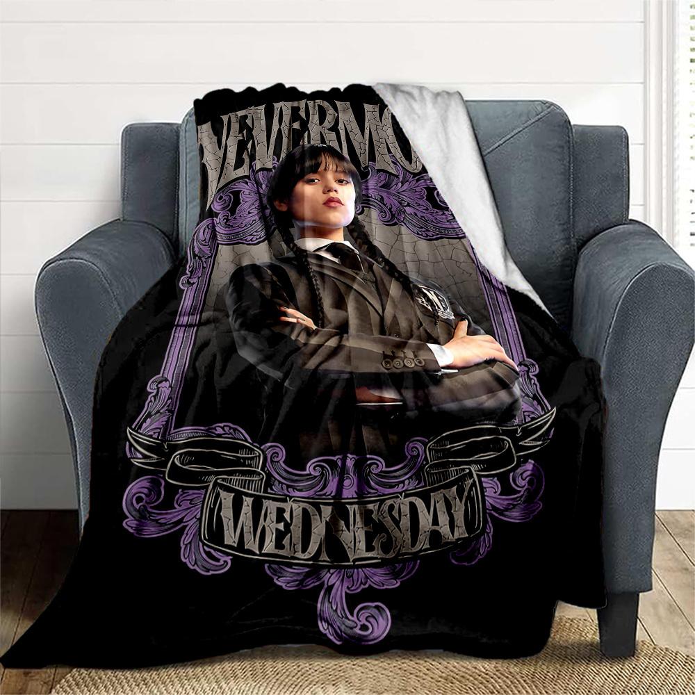 1pc Wednesday Outdoor Blanket Lightweight Flannel, Soft & Warm, All-Season Use for Sofa, Outdoor, Camping, Living Room, Office100