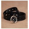 Womens Genuine Leather Belt With Cutout Design Slim Waistband Jeans Black Coffee Color Alloy Buckle 2-4cm Width