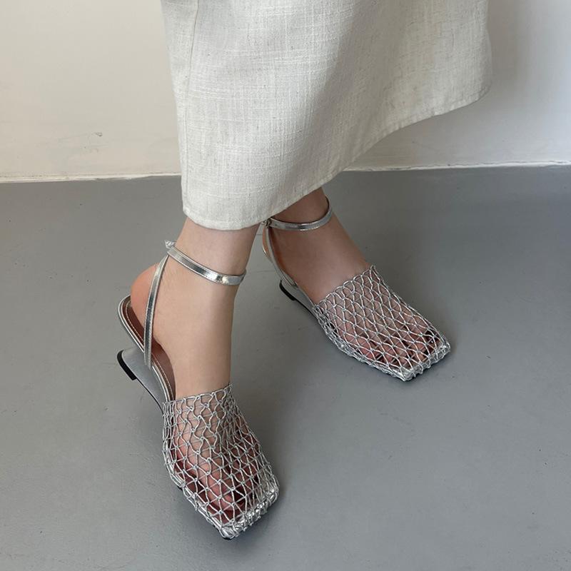 

Women s shoes, summer new open-toed bag head woven hollow sandals 35