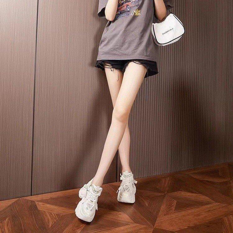 Inner heightening dad shoes women's new autumn hollow hole shoes platform women's shoes fashionable versatile casual sandals