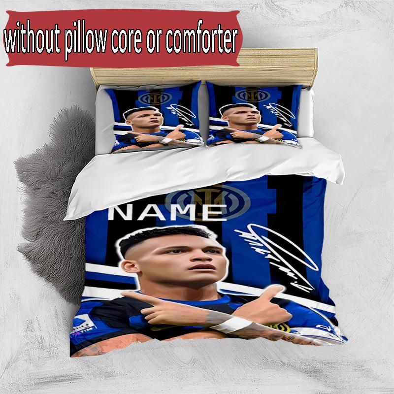 3pcs Duvet Cover Set (1*Duvet Cover + 2*Pillowcase, Without Core), Custom Name Football Club Internazionale Pattern Bedding Set, Home Bedroom Decor Gi