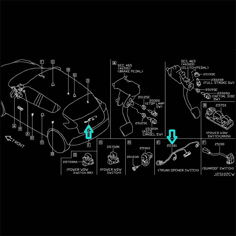 Car Trunk Switch Boot Release Opener Button Deck Lid Switch 25380-1Ka0B For Nissan For Juke 2011 2012 2013 2014 2015