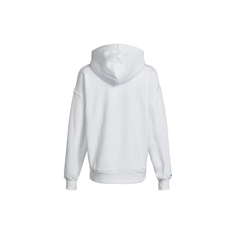 Converse, Solid Color Classic Logo Athleisure Fleece Lined Hooded Pullover Sweatshirt Women's White 10021657-A02