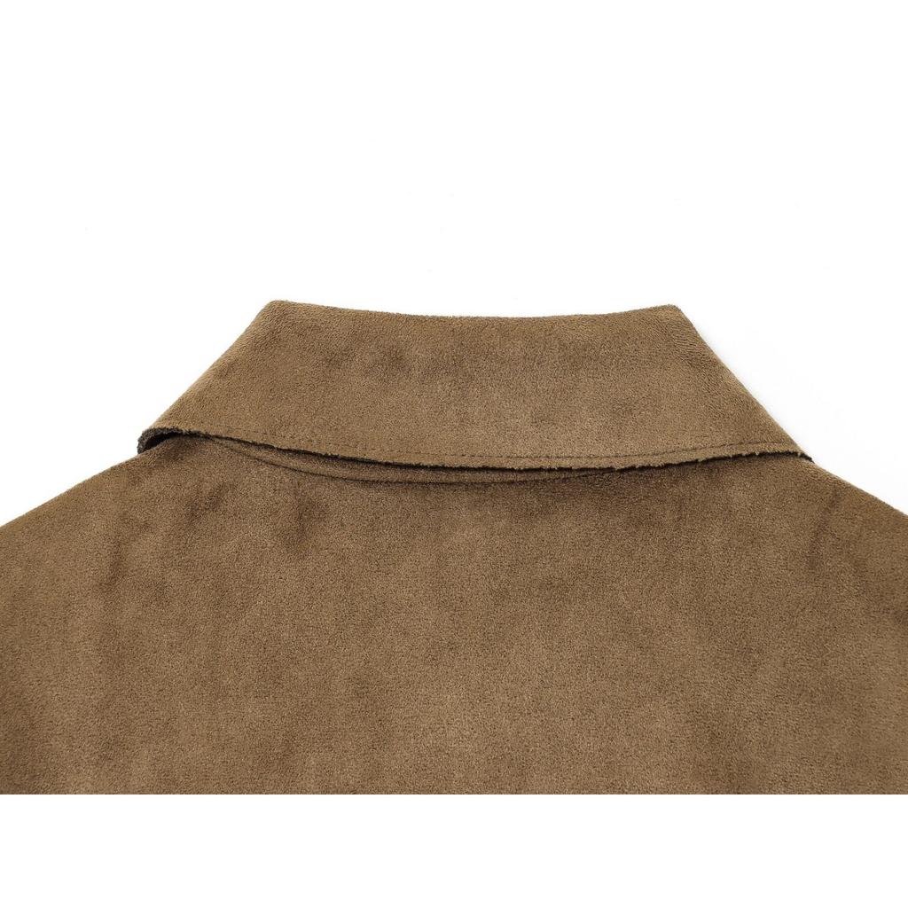 Fashionable Women's Lapel Long-sleeved Suede Textured Jacket Coat For Women