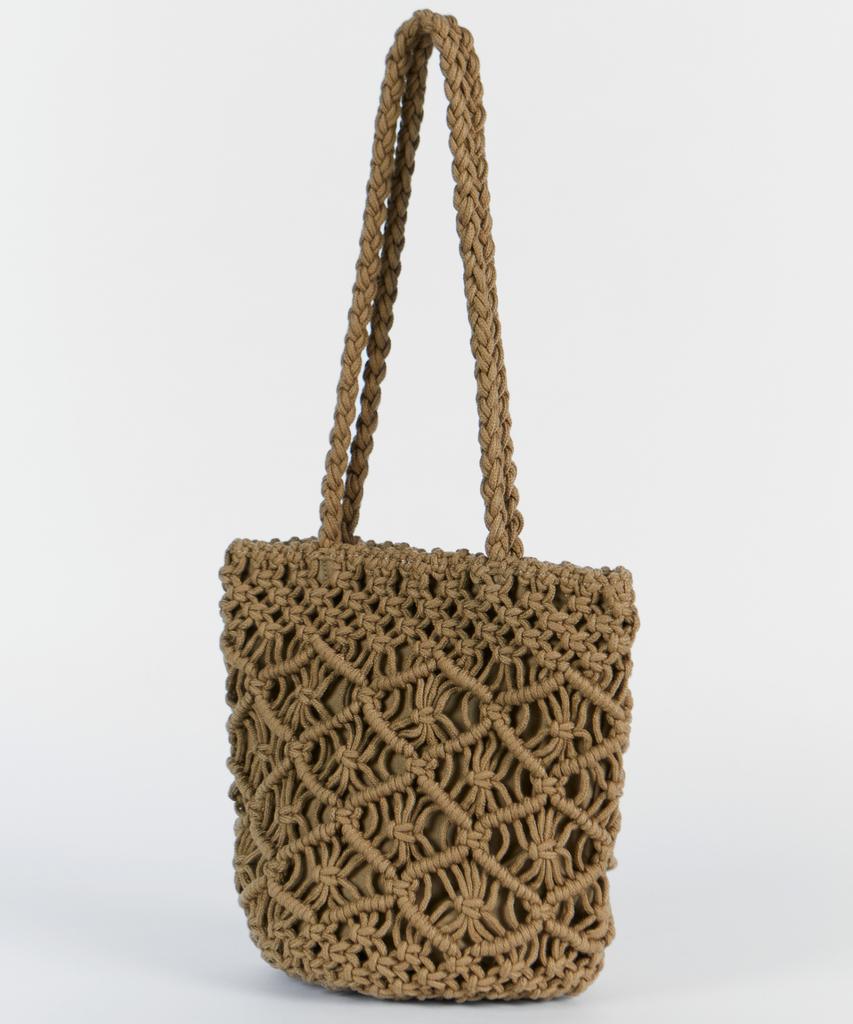 Maia Handcrafted Macrame Shoulder & Tote Bag - Khaki