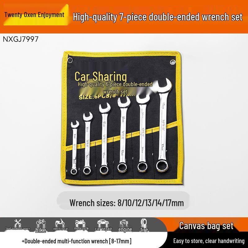 10-Piece Double-Head Wrench Set - Chrome Vanadium Steel for Automotive Repair