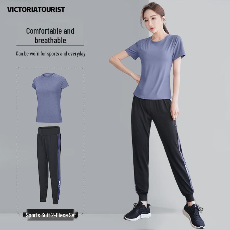 VICTORIATOURIST Women s Plus Size Quick-Dry Yoga Fitness Set L