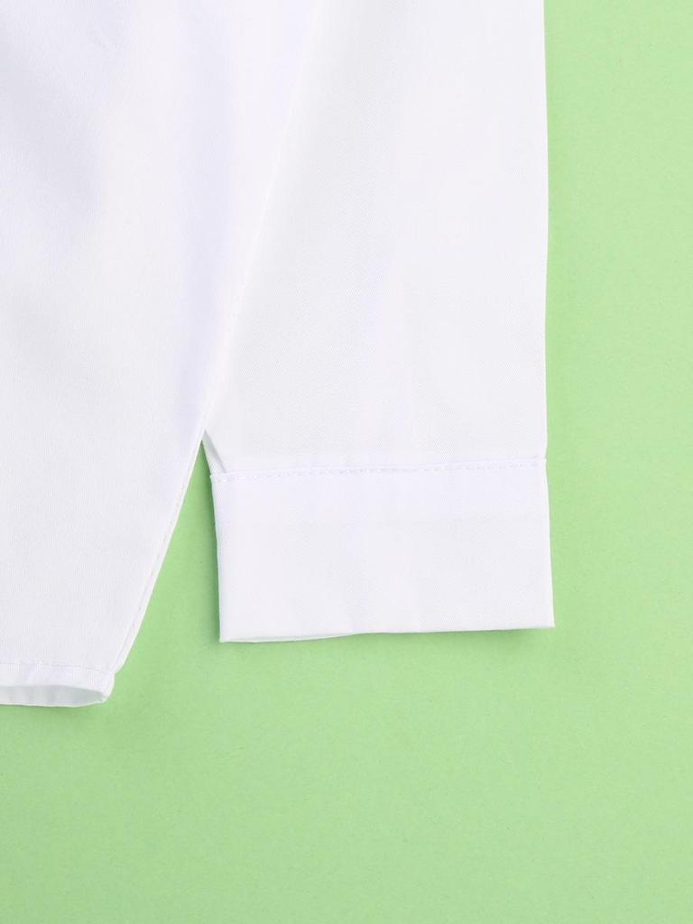 Kids' Long-Sleeve White Shirt with Pocket for Boys - Perfect for School Uniforms in Spring and Autumn