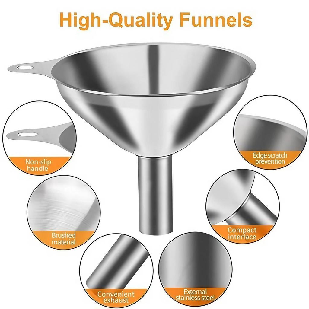 Stainless Steel 3Pcs Mini Funnel Set Liquid Dispensing Oil Wine Kitchen Tool Integrated Distributor