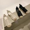 Fashion Women Flat Shoes 2025 Spring Retro Hollow Breathable Women Oxford Shoes Fahsion Platform Slip On Women Casual Espadrilles Shoes