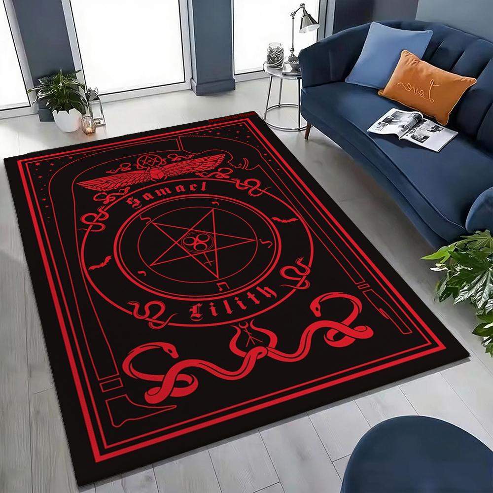 Dark Occult Pentagram Ritual Theme Indoor Rug Allseason Carpet For Bedroom Study Home Decor Halloween Gift