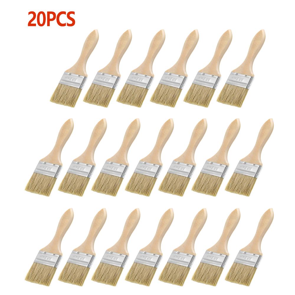 10/20 Pcs Soft Hair Painting Brushes Paint Brush Wooden Handle BBQ Brush 2 Inch for Wall and Furniture Paint Tool Set