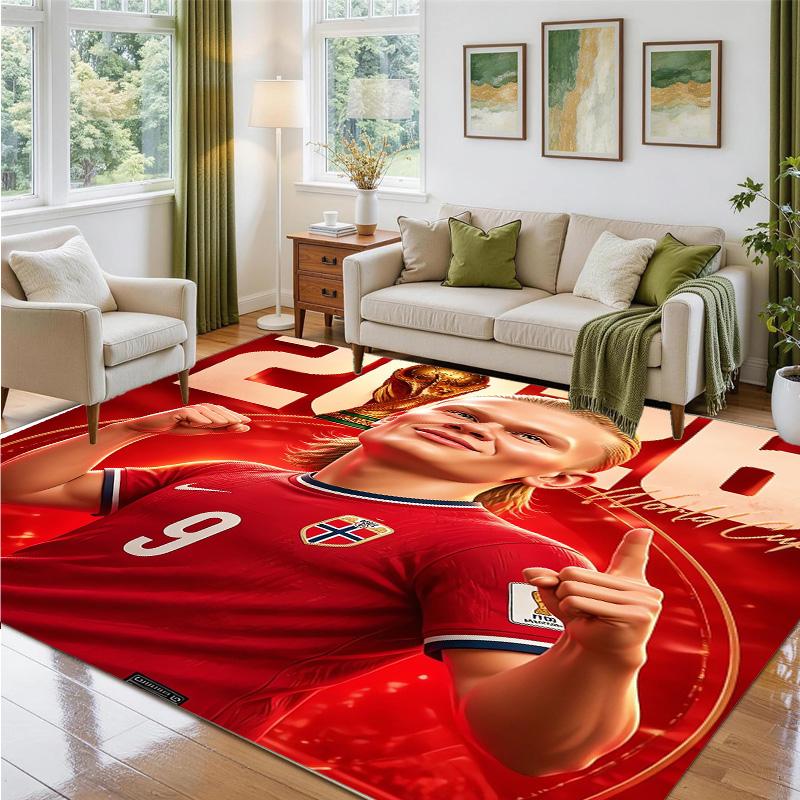 Erling Haaland Design Kristall-Samt-Teppich Weiche Dekorationsmatte für Schlafzimmer Eingang