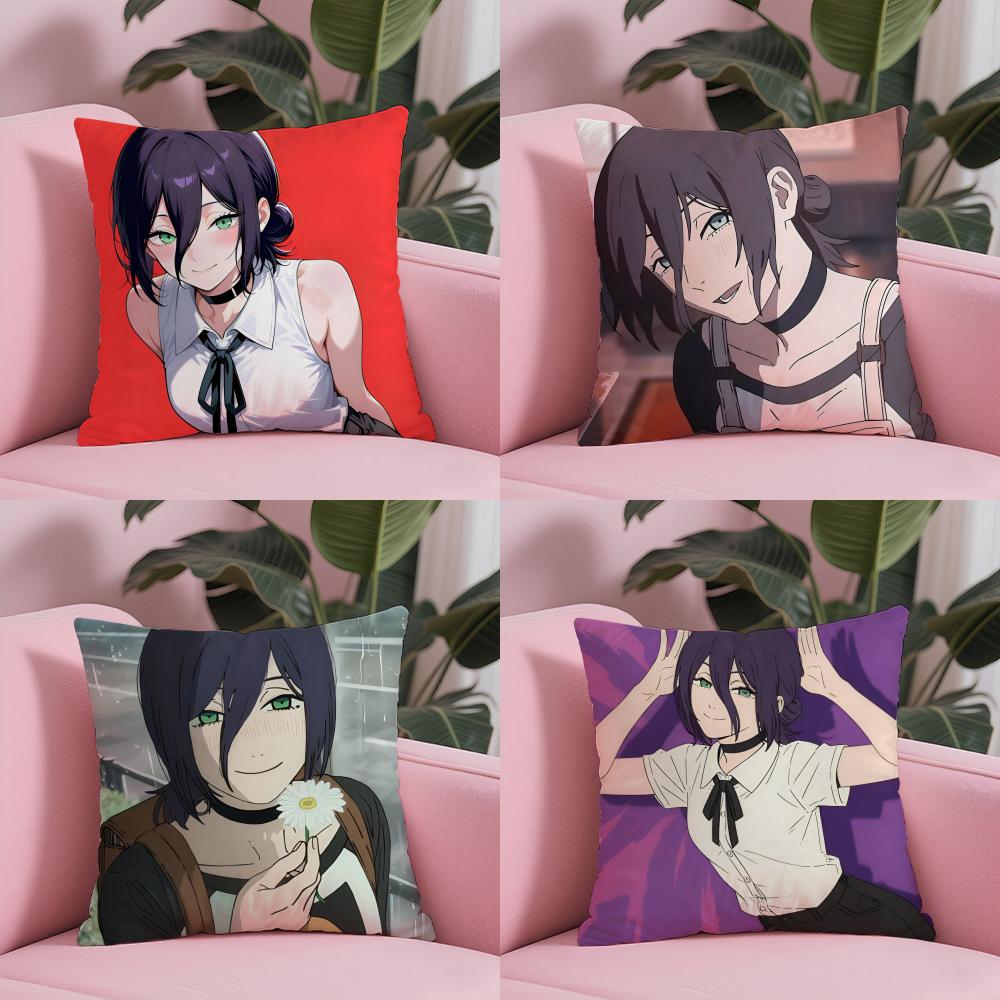 Anime R-Raze Chainsaw Sexy Pillow Case Silky Short Plush with Invisible Zipper Dustproof Sofa Cushion Cover for Home Decor