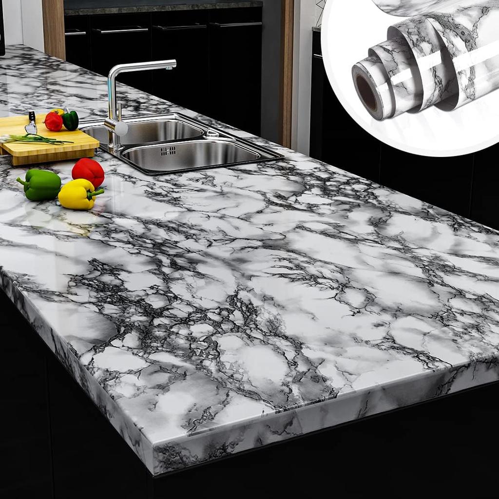 Marble Kitchen Oil-Proof Film Stove Waterproof Moisture-Proof Self-Adhesive Wallpaper Countertop Cabinet Renovation Tile Sticker