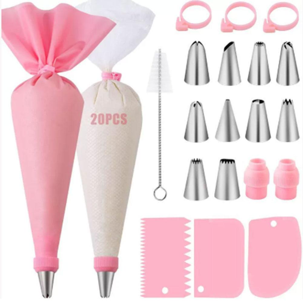 Silikon Spritzbeutel und Tüllen Set DIY Kuchen Dekorationsset mit Edelstahl Düse Wiederverwendbarer Spritzbeutel Gebäck Kuchen Backwerkzeug