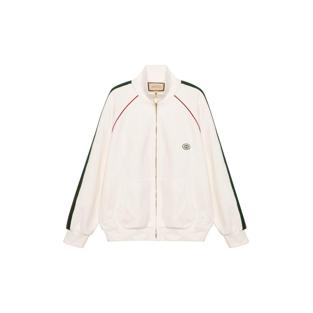 Gucci Sweatshirts Men's White Stand Collar Moderate Cardigan 625405-XJCOE-9146
