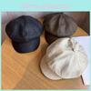 Letter Material Pu Curved Brim Octagonal Cap Cold Season Fashion Accessories