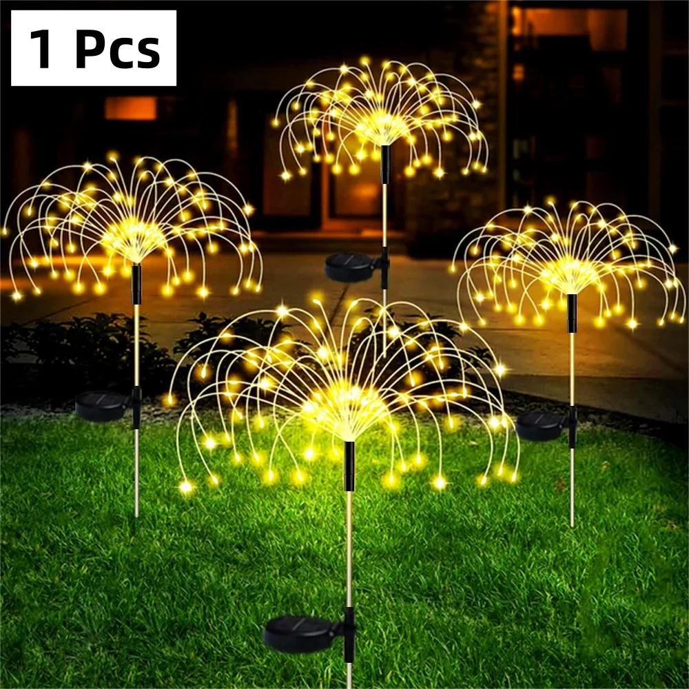 Luci LED Solari a Fuochi d'Artificio per Esterno Impermeabili Lampada Solare da Giardino Fatata Per Prato Sentiero Patio Cortile Festa Decorazione Natalizia