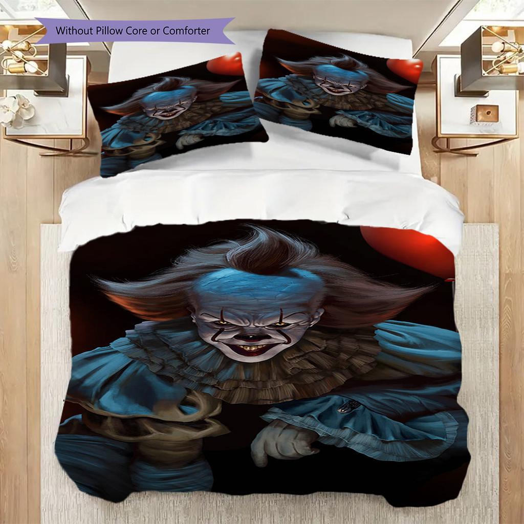 Clown Horror Set Unique Room Threepiece Set 1 Duvet Cover 2 Pillowcase Without Core Duvet Cover And Pillowcase Soft And Comfortable