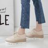 Brock Carved Small Leather Shoes Lace-up  Muffin Shoes Wedge Heel Single Shoes Casual College Style British Style HZB-2931-9