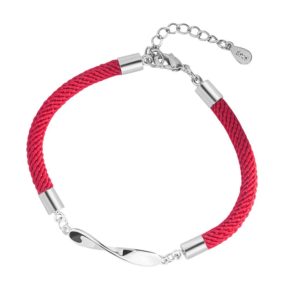 

925 Sterling Silver Black Red Mobius Braided Rope Bracelet Valentine s Day