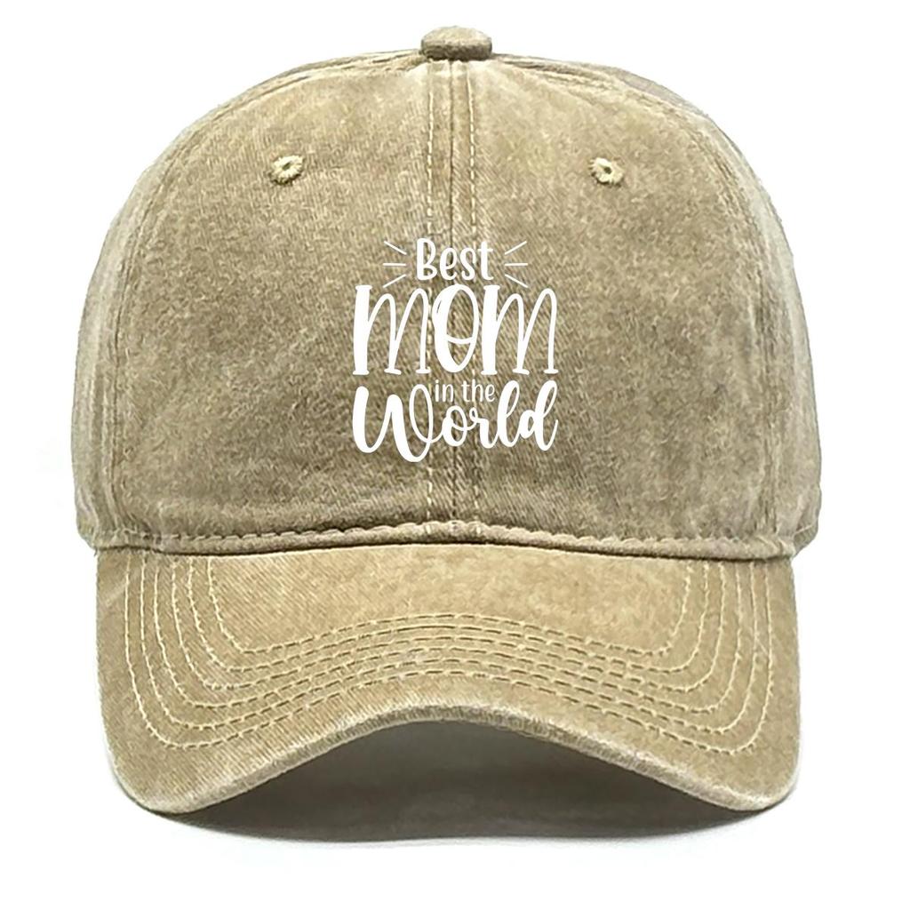 BEST MOM" Print Adjustable Baseball Cap, Mother's Day Flat Cap Vintage-Inspired Sunshade Stylish Curved Brim Snapback Sun Hat